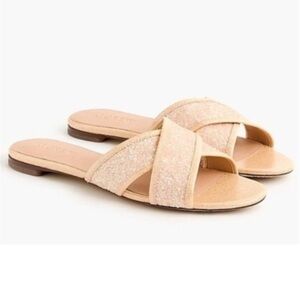 J. Crew Crisscross Yellow Glitter Slide Sandals 9.5